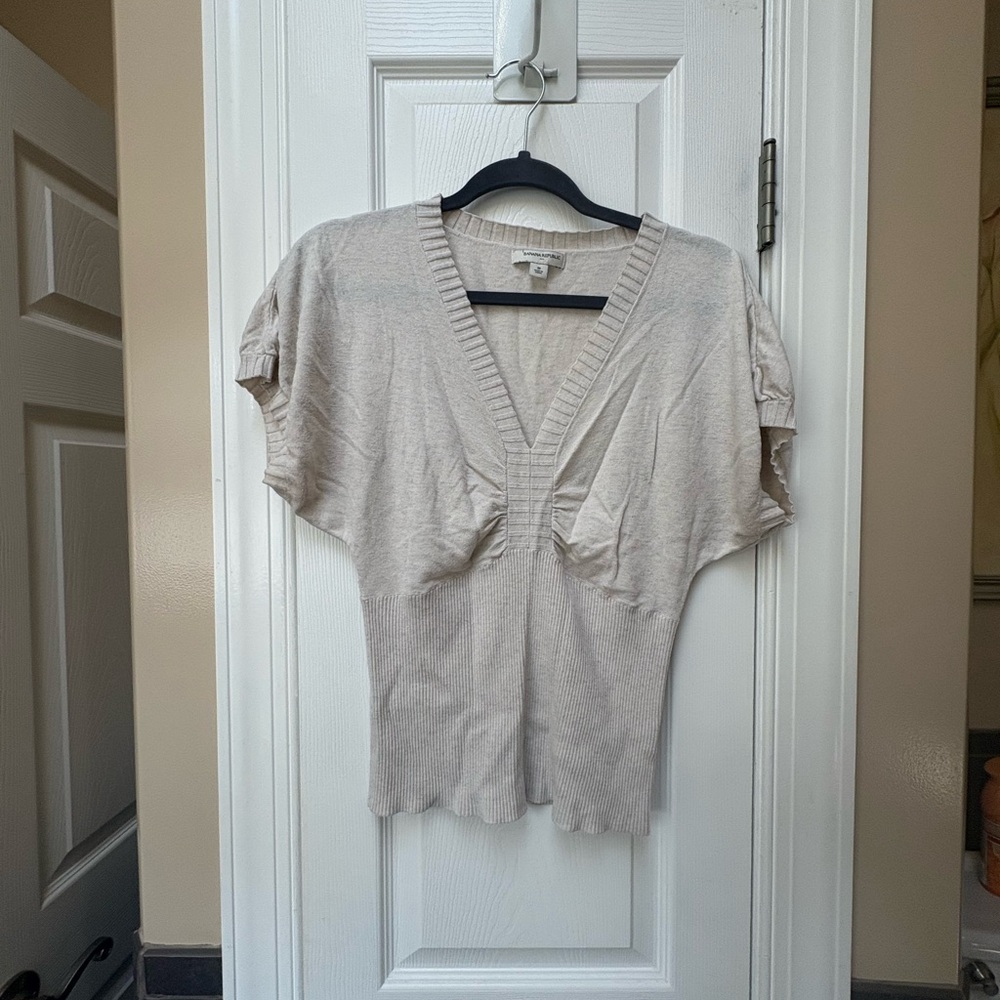 Banana Republic Light Tan V-Neck Sweater